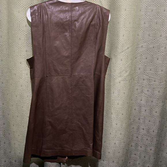 Lafayette 148 Leather Dress Brown Size Medium Preloved - Picture 6 of 6